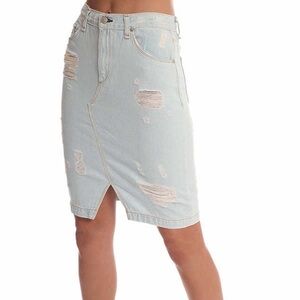 rag & bone Light Blue Distressed Pencil Shred Norte Skirt size 8